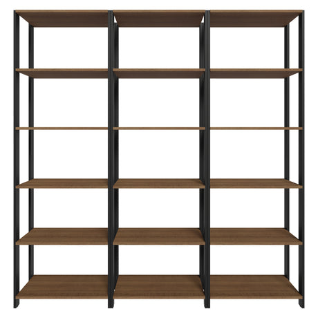 Set X 3 Muebles Organizadores de Despensa Marron y Negro 177x180cm con Patas y con Quince Repisas - ALACENAS Y MUEBLES MICROONDAS | Bylmo