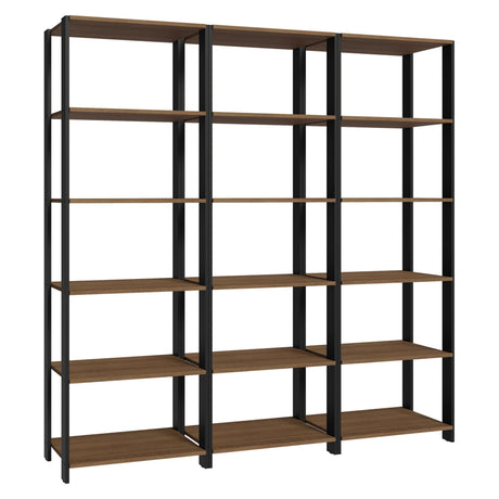 Set X 3 Muebles Organizadores de Despensa Marron y Negro 177x180cm con Patas y con Quince Repisas - ALACENAS Y MUEBLES MICROONDAS | Bylmo