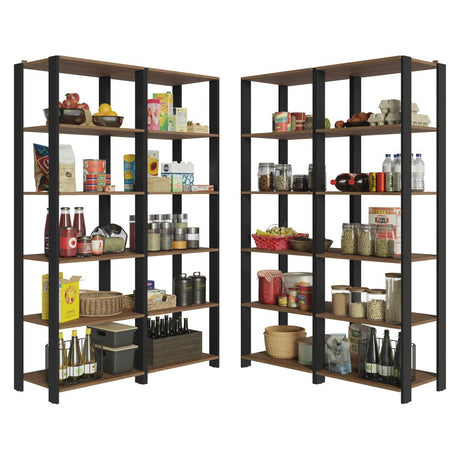 Set X 4 Muebles Organizadores de Despensa Esquinero Marron y Negro 236x180cm con Patas y con Veinte Repisas - ALACENAS Y MUEBLES MICROONDAS | Bylmo