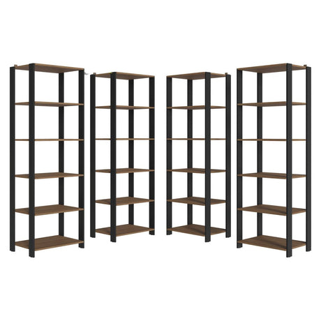 Set X 4 Muebles Organizadores de Despensa Esquinero Marron y Negro 236x180cm con Patas y con Veinte Repisas - ALACENAS Y MUEBLES MICROONDAS | Bylmo