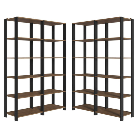 Set X 4 Muebles Organizadores de Despensa Esquinero Marron y Negro 236x180cm con Patas y con Veinte Repisas - ALACENAS Y MUEBLES MICROONDAS | Bylmo