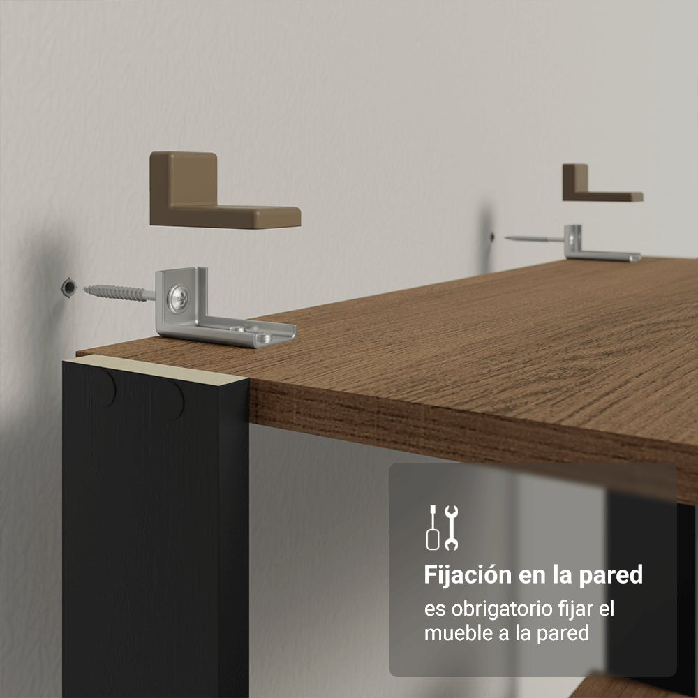 Set X 2 Muebles Organizadores de Despensa Marron y Negro 118x180cm con Patas y con Diez Repisas - ALACENAS Y MUEBLES MICROONDAS | Bylmo