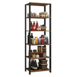 Mueble Organizador de Despensa Marron y Negro 59x180cm con Patas y con Cinco Repisas - ALACENAS Y MUEBLES MICROONDAS | Bylmo