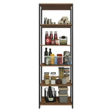 Mueble Organizador de Despensa Marron y Negro 59x180cm con Patas y con Cinco Repisas - ALACENAS Y MUEBLES MICROONDAS | Bylmo