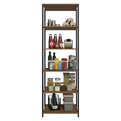 Mueble Organizador de Despensa Marron y Negro 59x180cm con Patas y con Cinco Repisas - ALACENAS Y MUEBLES MICROONDAS | Bylmo