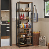 Mueble Organizador de Despensa Marron y Negro 59x180cm con Patas y con Cinco Repisas - ALACENAS Y MUEBLES MICROONDAS | Bylmo