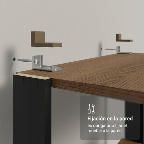 Mueble Organizador de Despensa Marron y Negro 59x180cm con Patas y con Cinco Repisas - ALACENAS Y MUEBLES MICROONDAS | Bylmo
