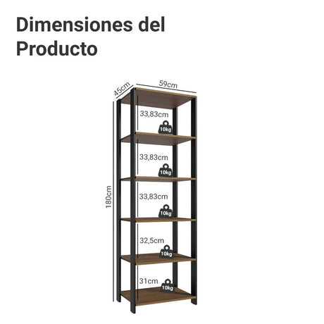 Mueble Organizador de Despensa Marron y Negro 59x180cm con Patas y con Cinco Repisas - ALACENAS Y MUEBLES MICROONDAS | Bylmo