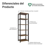 Mueble Organizador de Despensa Marron y Negro 59x180cm con Patas y con Cinco Repisas - ALACENAS Y MUEBLES MICROONDAS | Bylmo