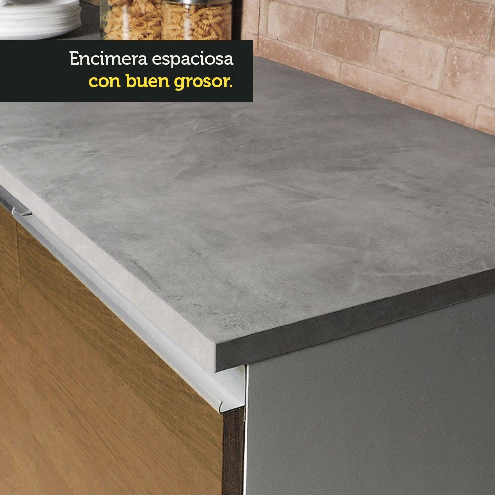 Mesón de Cocina Gris 150x52cm de Madera Aglomerada Mdp Acabado Mate sin Pozuelo - MESONES DE COCINA | Bylmo