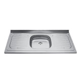 Mesón de Cocina Plata 120x52.5cm de Acero Inoxidable Acabado Brillante con Pozuelo Centro - MESONES DE COCINA | Bylmo