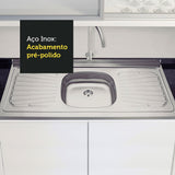 Mesón de Cocina Plata 120x52.5cm de Acero Inoxidable Acabado Brillante con Pozuelo Centro - MESONES DE COCINA | Bylmo