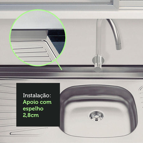 Mesón de Cocina Plata 120x52.5cm de Acero Inoxidable Acabado Brillante con Pozuelo Centro - MESONES DE COCINA | Bylmo