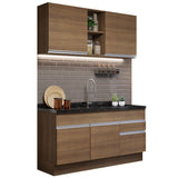 Cocina Integral Glamy Marron 150x81cm sin Mesón sin Estufa y con Dos Cajones - COCINAS | Bylmo