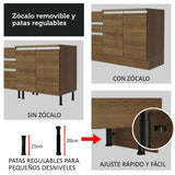 Cocina Integral Glamy Marron 150x81cm sin Mesón sin Estufa y con Dos Cajones - COCINAS | Bylmo