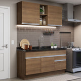 Cocina Integral Glamy Marron 150x81cm sin Mesón sin Estufa y con Dos Cajones - COCINAS | Bylmo