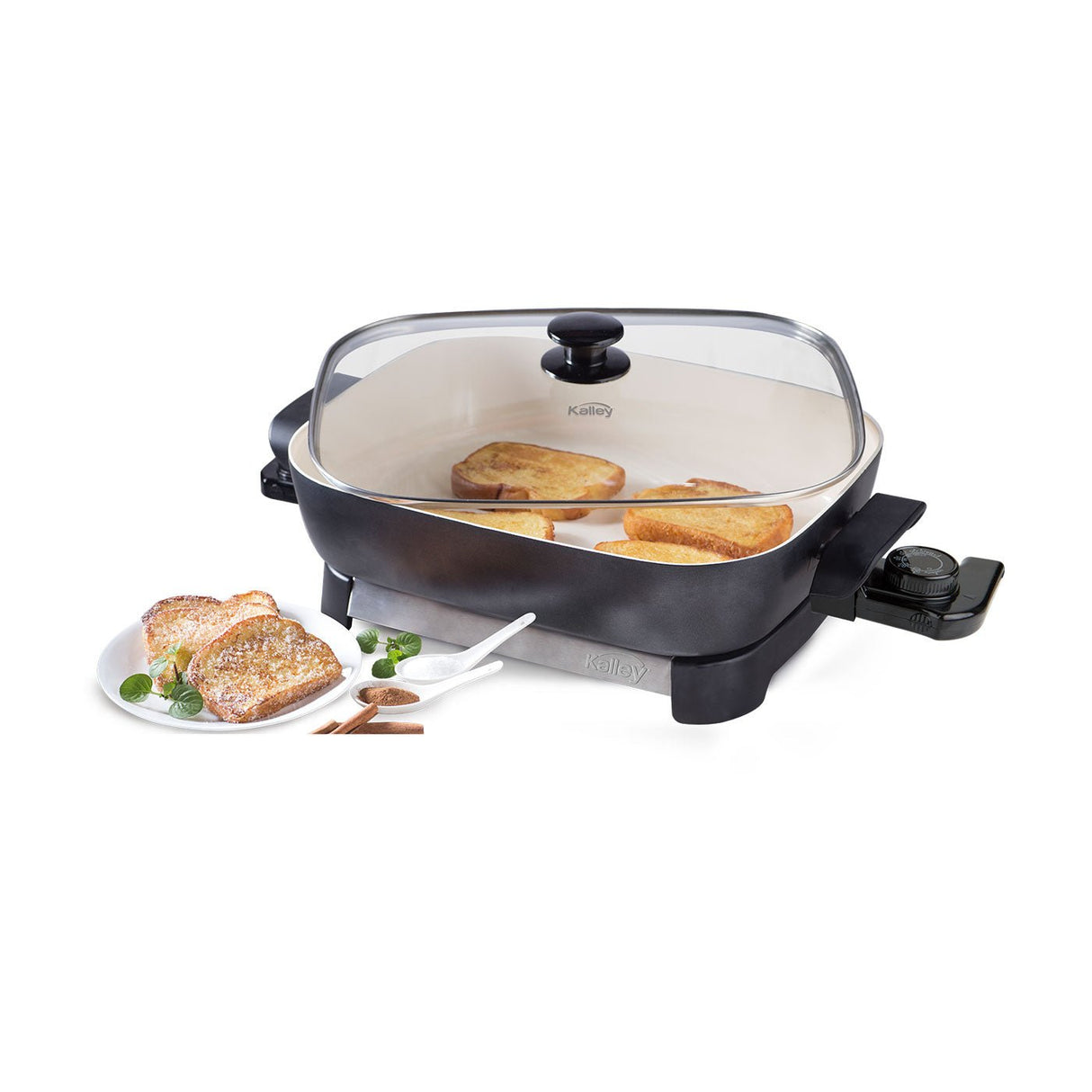 Sartén Eléctrica Kalley Negro y Gris 48x19.5cm de Acero Inoxidable con Revestimiento Cerámico - SARTENES ELECTRICOS | Bylmo