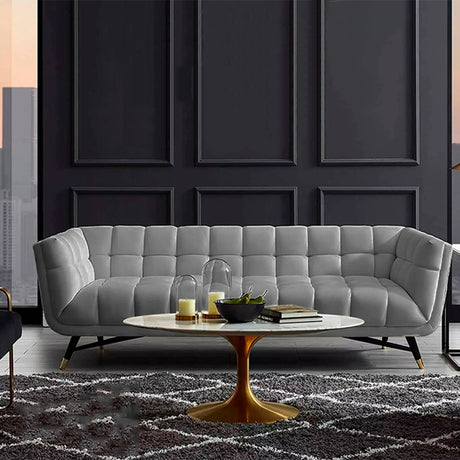 Sofá Genova Gris 220x80cm Cuero Sintetico Ecológico de Un Puesto - SOFAS Y POLTRONAS | Bylmo