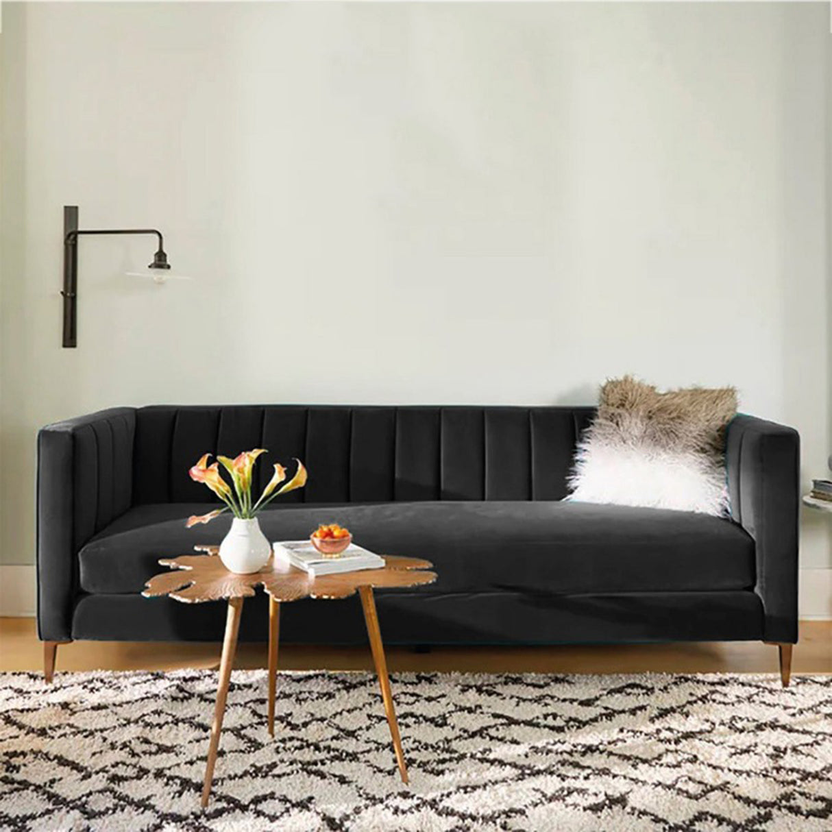 Sofá Saira Negro 200x80cm Microfibra de Un Puesto - SOFAS Y POLTRONAS | Bylmo
