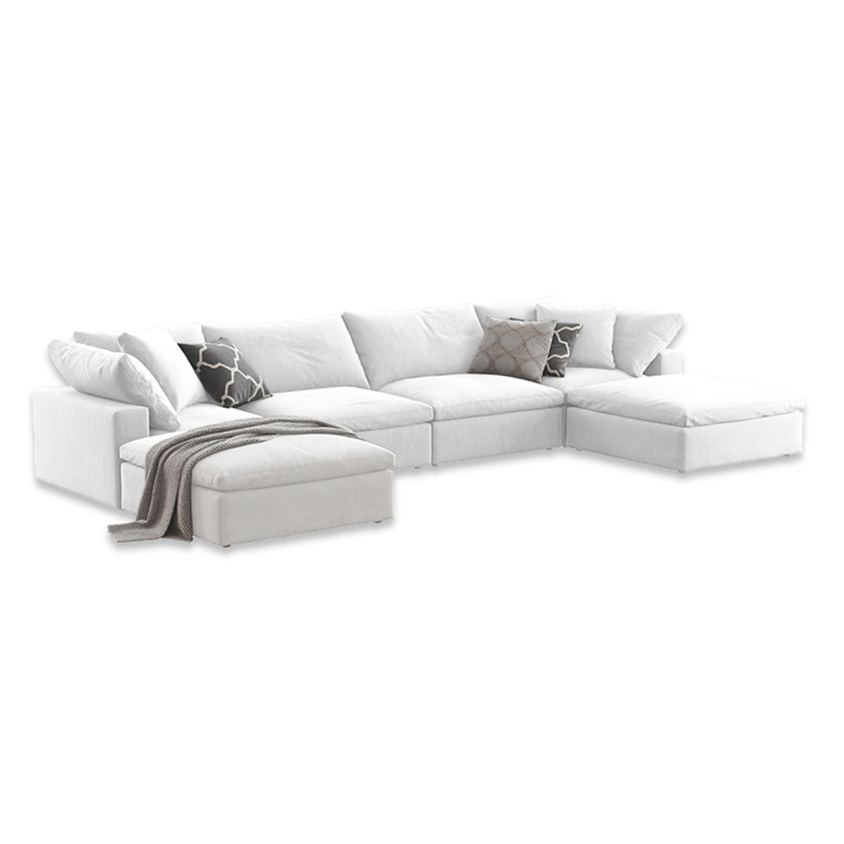 Sofá Vorrei Blanco 340x80cm Cuero Sintetico Ecológico de Dos Puestos - SOFAS Y POLTRONAS | Bylmo