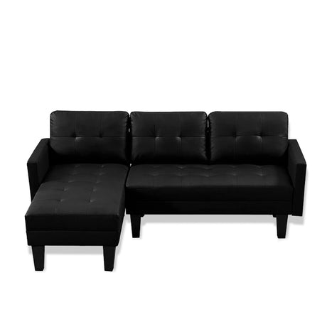 Sofá Indiana Negro 240x80cm Cuero Sintetico Ecológico de Un Puesto - SOFAS Y POLTRONAS | Bylmo