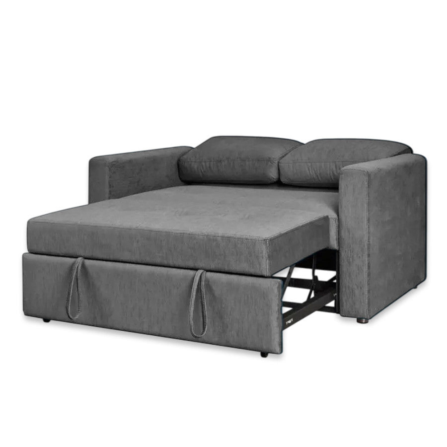 Sofá Cama Nápoles Gris 180x90cm Cuero Sintetico Ecológico de Un Puesto Reclinable con Reposapies - SOFAS Y POLTRONAS | Bylmo