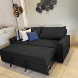 Sofá Cama Nápoles Negro 180x90cm Microfibra de Un Puesto Reclinable con Reposapies - SOFAS Y POLTRONAS | Bylmo