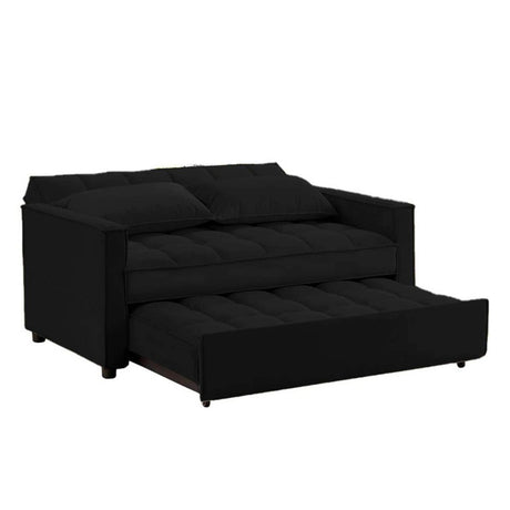 Sofá Cama Henies Negro 180x90cm Microfibra de Un Puesto Reclinable con Reposapies - SOFAS Y POLTRONAS | Bylmo