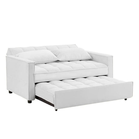 Sofá Cama Henies Blanco 180x90cm Cuero Sintetico Ecológico de Un Puesto Reclinable con Reposapies - SOFAS Y POLTRONAS | Bylmo
