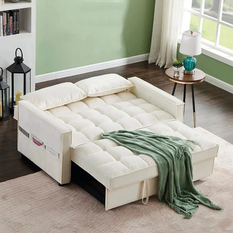Sofá Cama Henies Blanco 180x90cm Cuero Sintetico Ecológico de Un Puesto Reclinable con Reposapies - SOFAS Y POLTRONAS | Bylmo