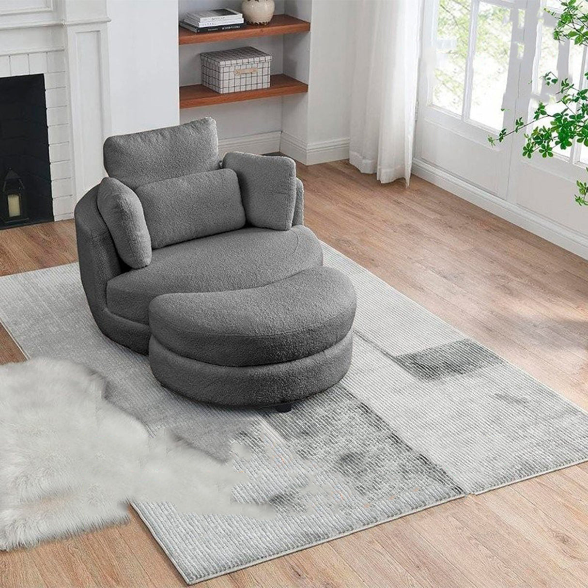 Silla Poltrona One Pice Gris 80x90cm Cuero Sintetico Ecológico de Un Puesto - SOFAS Y POLTRONAS | Bylmo