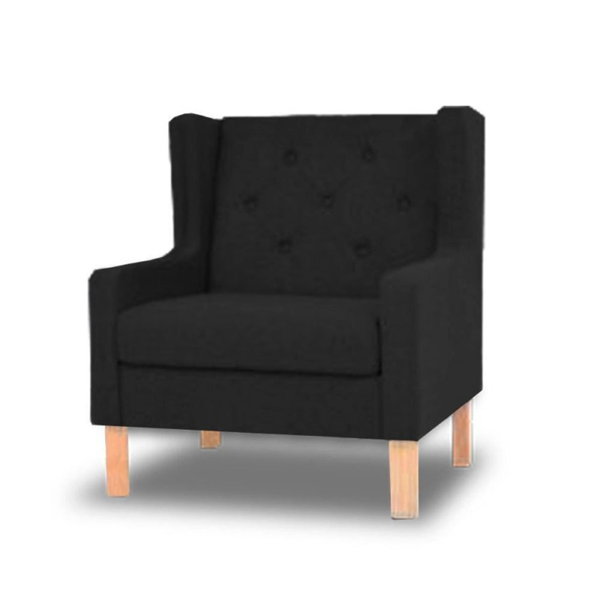 Silla Poltrona Bailey Negro 90x90cm Cuero Sintetico Ecológico de Un Puesto - SOFAS Y POLTRONAS | Bylmo