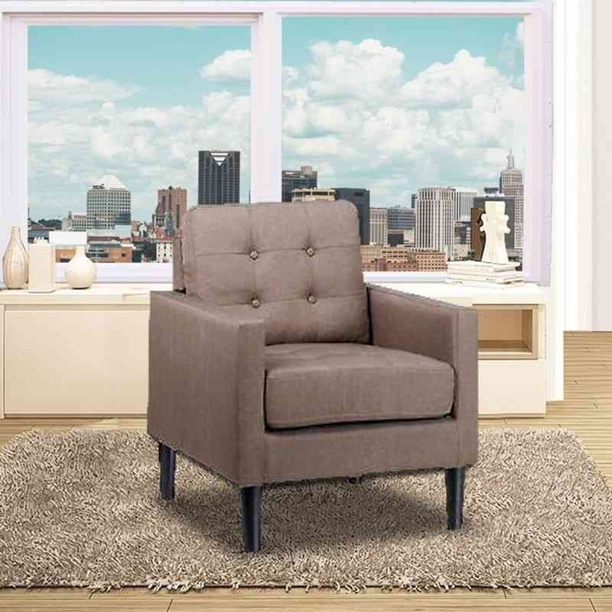 Silla Poltrona Boss Café 90x90cm Cuero Sintetico Ecológico de Un Puesto - SOFAS Y POLTRONAS | Bylmo