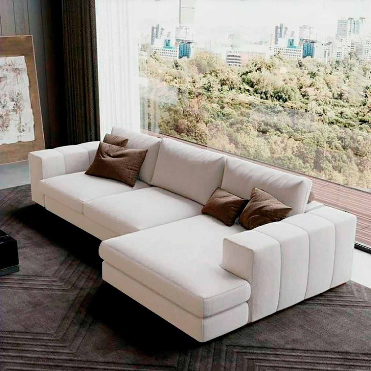 Sofá Hipnos Blanco 260x90cm Cuero Sintetico Ecológico de Dos Puestos - SOFAS Y POLTRONAS | Bylmo