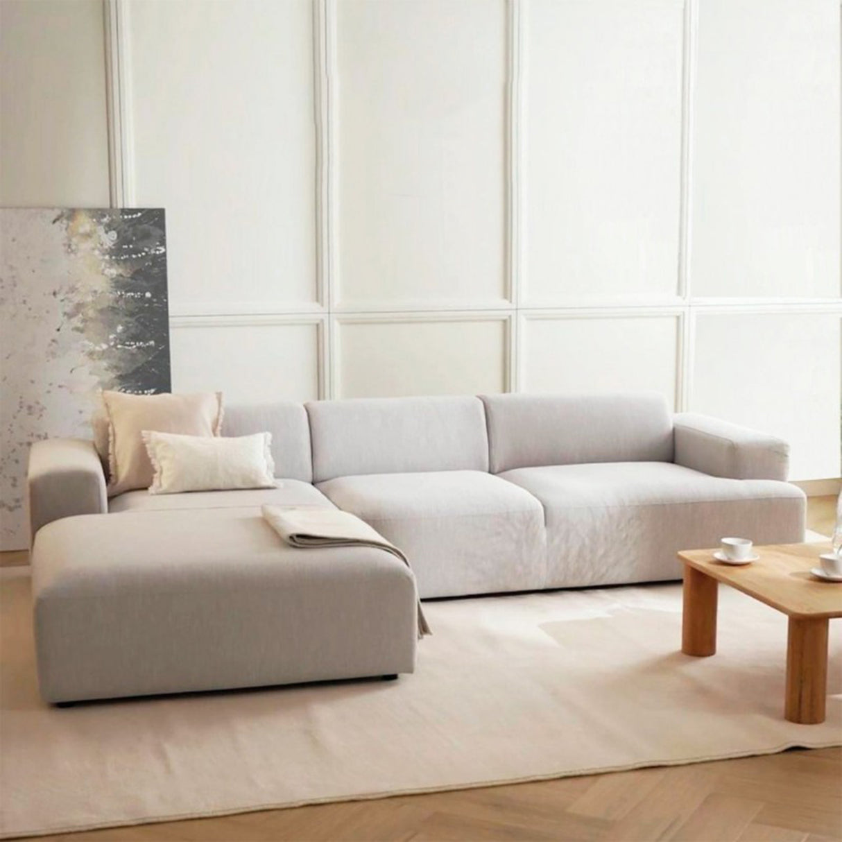 Sofá Montreal Blanco 240x70cm Cuero Sintetico Ecológico de Tres Puestos - SOFAS Y POLTRONAS | Bylmo