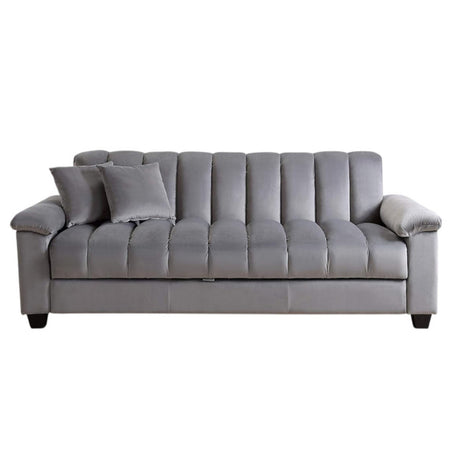 Sofá Cama Amalfi Gris 220x90cm Microfibra de Un Puesto Reclinable - SOFAS Y POLTRONAS | Bylmo