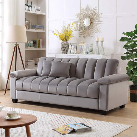 Sofá Cama Amalfi Gris 220x90cm Microfibra de Un Puesto Reclinable - SOFAS Y POLTRONAS | Bylmo