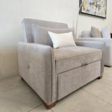 Sofá Cama Luxe Gris 180x90cm Microfibra de Un Puesto Reclinable con Reposapies - SOFAS Y POLTRONAS | Bylmo