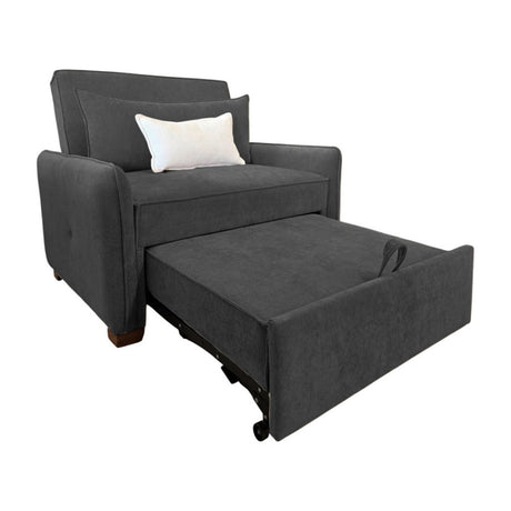 Sofá Cama Luxe Negro 180x90cm Cuero Sintetico Ecológico de Un Puesto Reclinable con Reposapies - SOFAS Y POLTRONAS | Bylmo