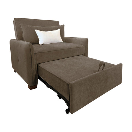 Sofá Cama Luxe Café 180x90cm Microfibra de Un Puesto Reclinable con Reposapies - SOFAS Y POLTRONAS | Bylmo
