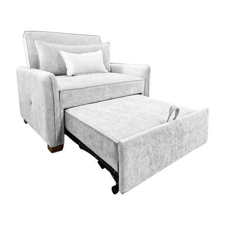 Sofá Cama Luxe Blanco 180x90cm Microfibra de Un Puesto Reclinable con Reposapies - SOFAS Y POLTRONAS | Bylmo