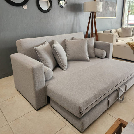 Sofá Cama Grand Class Gris 180x90cm Cuero Sintetico Ecológico de Un Puesto Reclinable con Reposapies - SOFAS Y POLTRONAS | Bylmo