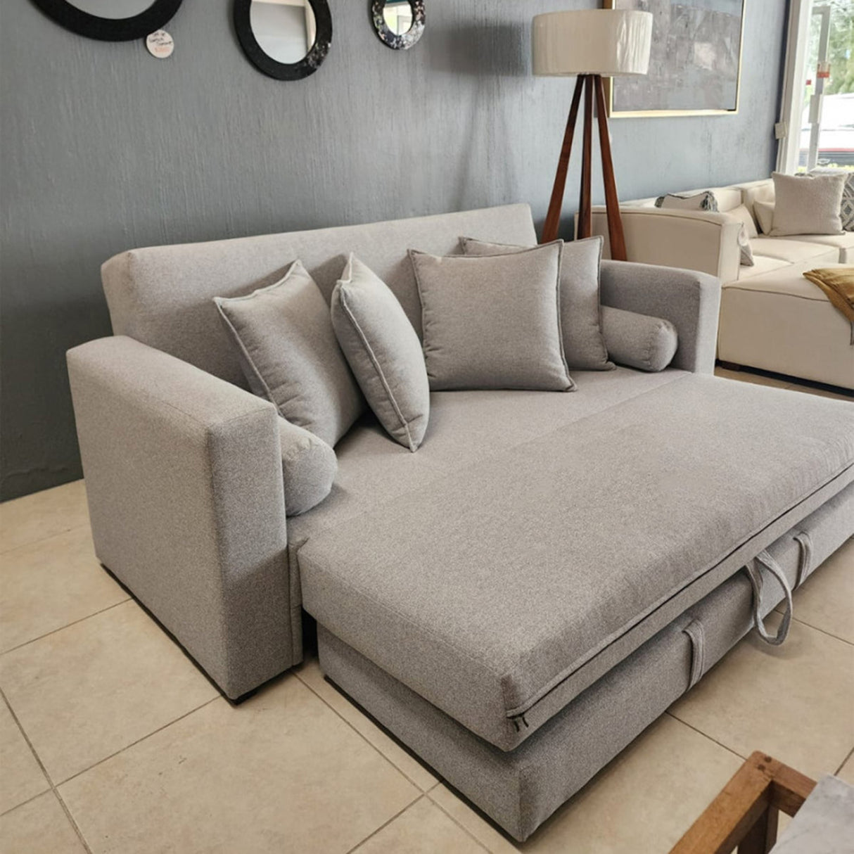 Sofá Cama Grand Class Gris 180x90cm Microfibra de Un Puesto Reclinable con Reposapies - SOFAS Y POLTRONAS | Bylmo