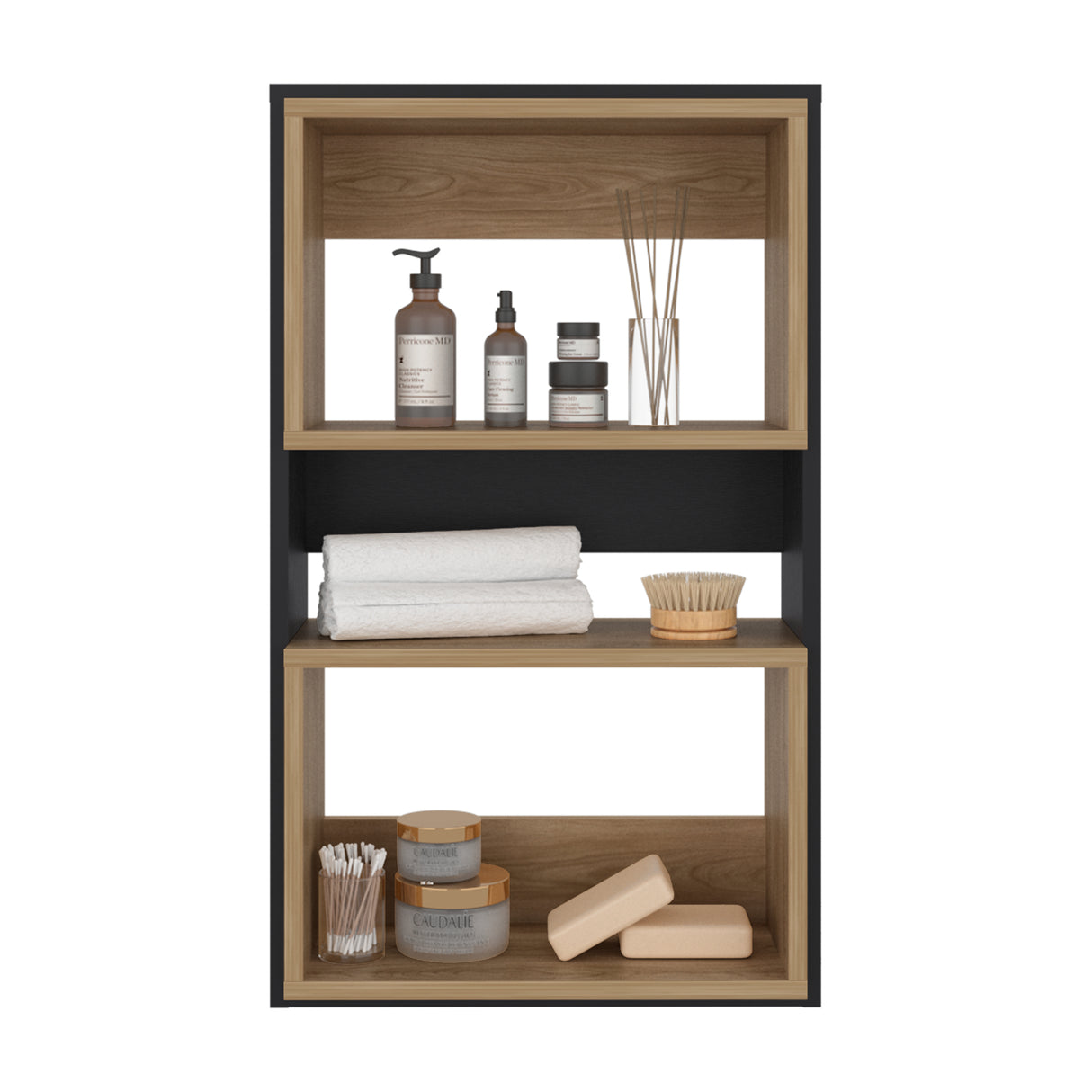 Ahorrador de Espacio Eco Wengue y Fresno Europeo 45x75.3cm Flotante con Dos Entrepaños - OTROS MUEBLES PARA BANHO | Bylmo