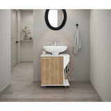 Mueble para Lavamanos Phillips Blanco y Fresno Europeo 56x62.1cm Individual sin Lavamanos con Una Puerta - MUEBLES PARA LAVAMANOS | Bylmo