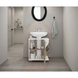 Mueble para Lavamanos Phillips Blanco y Fresno Europeo 56x62.1cm Individual sin Lavamanos con Una Puerta - MUEBLES PARA LAVAMANOS | Bylmo