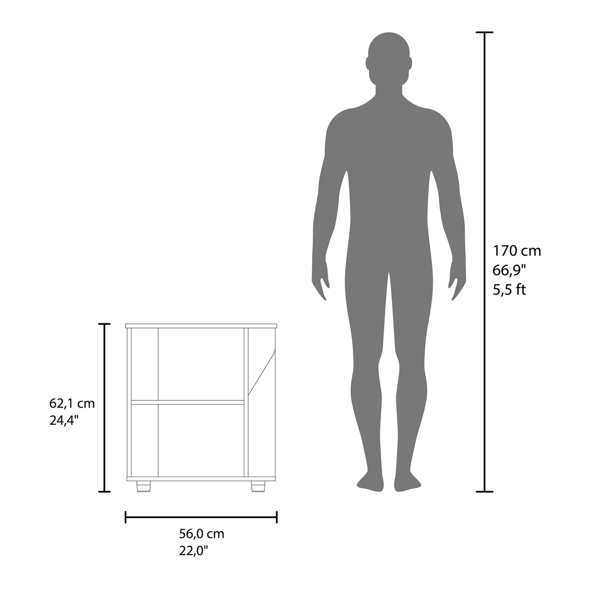 Mueble para Lavamanos Phillips Blanco y Fresno Europeo 56x62.1cm Individual sin Lavamanos con Una Puerta - MUEBLES PARA LAVAMANOS | Bylmo