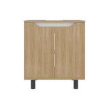 Mueble para Lavamanos Marlo Fresno Europeo y Blanco 55x63cm Individual sin Lavamanos con Dos Puertas - MUEBLES PARA LAVAMANOS | Bylmo