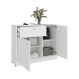 Cómoda Praga Blanco 100x80cm de Dos Hileras con Un Cajón y con Espacio para TV - CAJONERAS Y COMODAS | Bylmo