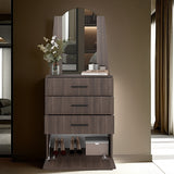 Cómoda Praga Milan 63x151cm de Cuatro Hileras con Tres Cajones con Espacio para Tv y con Espejo - CAJONERAS Y COMODAS | Bylmo
